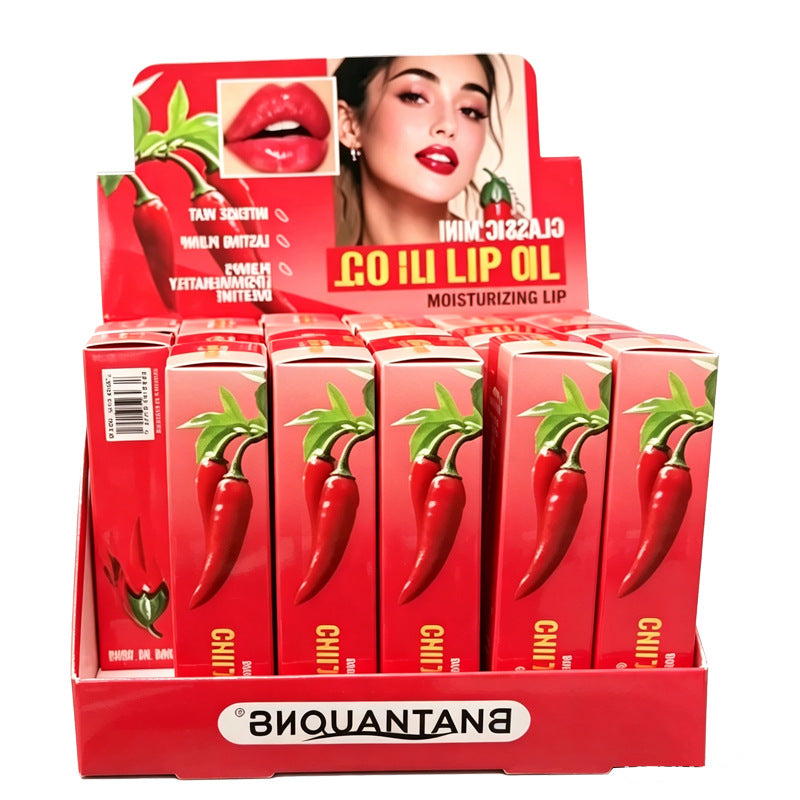 BIQUANTANG Chili Lip Oil  Moisturizing Glossy Lip Oil with a Cute Chili Keychain Design