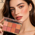 MISS ROSE 8 Color Gold Brick Blush Palette  Natural Flush. Soft Glow. One Palette for Cheeks, Eyes & Contour.