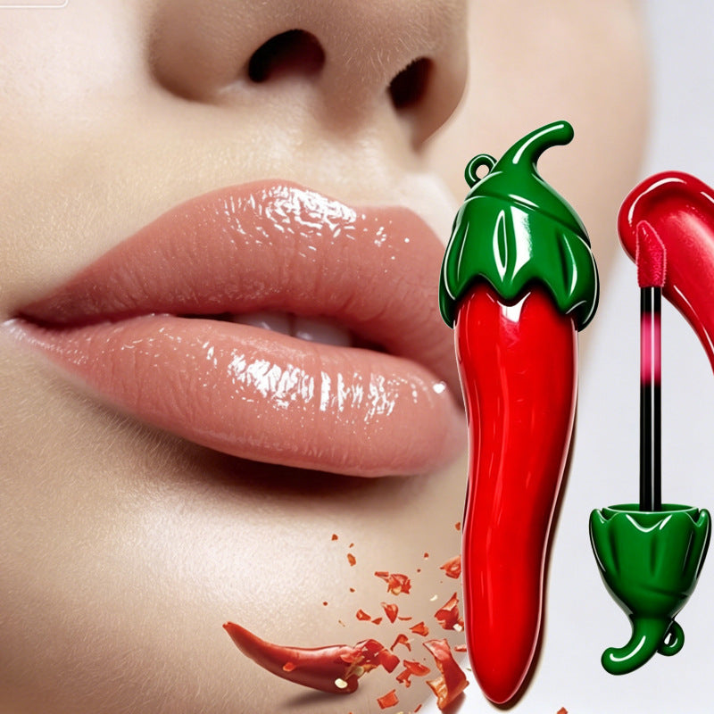 BIQUANTANG Chili Lip Oil  Moisturizing Glossy Lip Oil with a Cute Chili Keychain Design