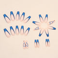 Blue Heart French Ballerina Press-On Nails  Bold Blue Tips. Glossy Nude Base. Salon-Style Nails in Minutes.