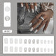 W387 Grey & White Tree Pattern Press-On Nails  Minimal. Chic. Effortlessly Stylish.