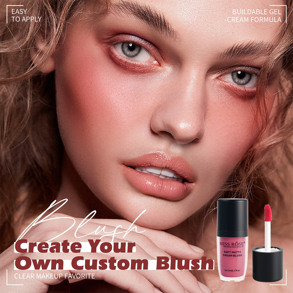 MISS ROSE Soft Matte Cream Blush  2-in-1 Liquid Blush & Lip Color for a Fresh, Natural Glow