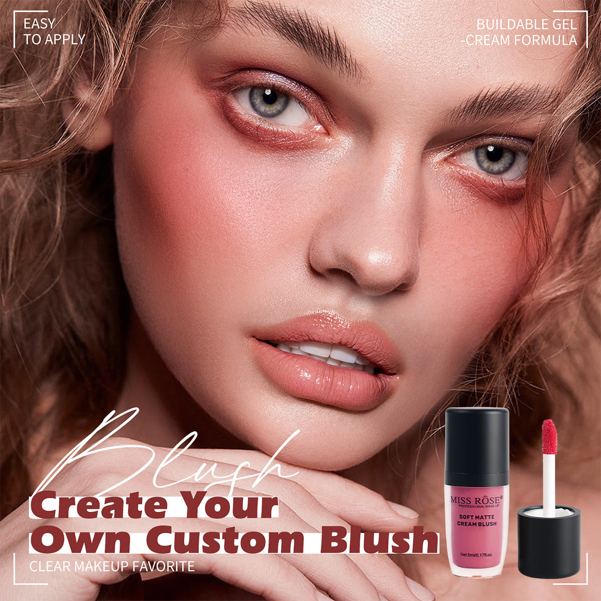 MISS ROSE Soft Matte Cream Blush  2-in-1 Liquid Blush & Lip Color for a Fresh, Natural Glow