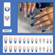 Blue Heart French Ballerina Press-On Nails  Bold Blue Tips. Glossy Nude Base. Salon-Style Nails in Minutes.